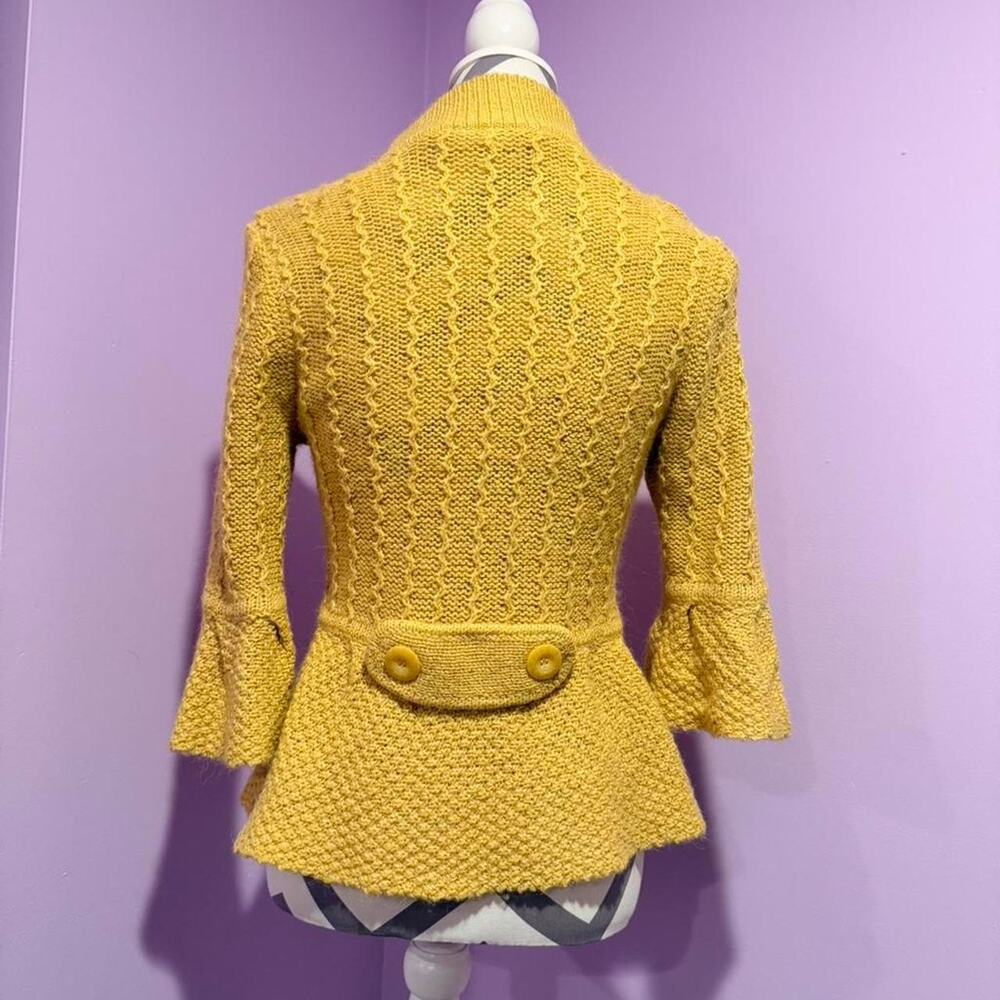 Yellow button up peplum sweater - Picture 3 of 4
